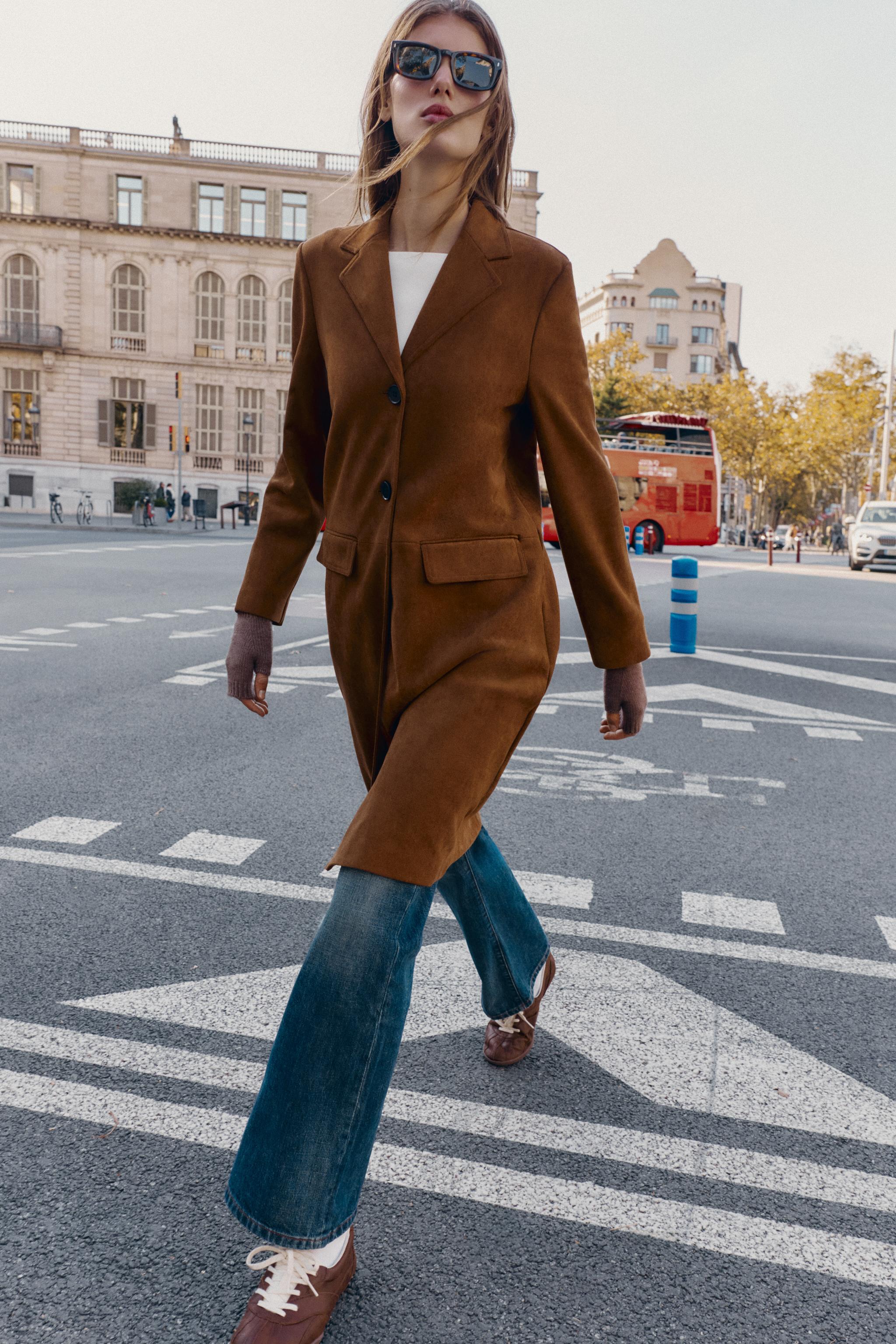 MANTEAU VESTE LONGUE EFFET DAIM